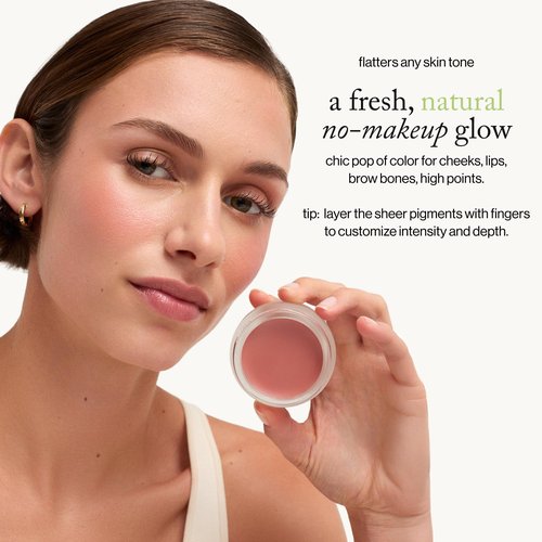 goop Beauty Cream Blush | Sheer Pop of Color for Lips & Cheeks | Vitamin C, Vitamin E & Safflower Oil | Natural Makeup for Glowing Skin | 0.5 oz | Velvelteen - Sheer Mauve