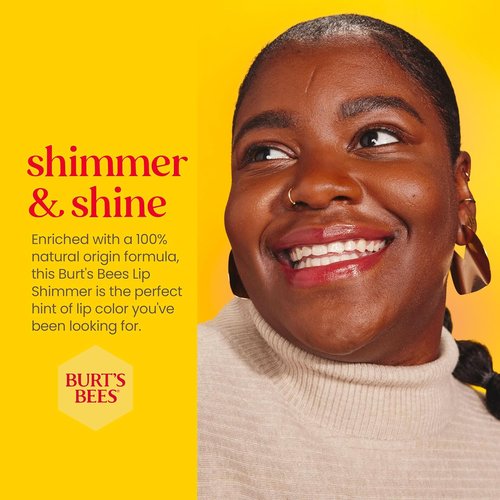 Burt's Bees Lip Shimmer - 100% Natural Moisturizing Cherry Tint | 1 Tube
