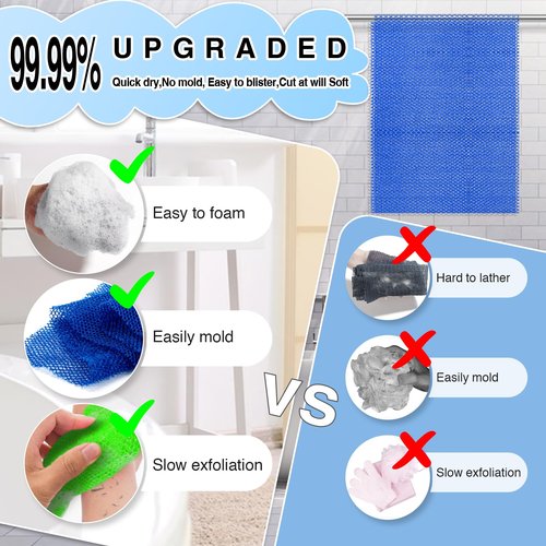 SpiralScgv 4 Pieces African Net Sponge – Premium African Net Sponge for Deep Exfoliation Quick-Dry and Reusable Mesh for Smooth Skin（Black Blue White Pink）