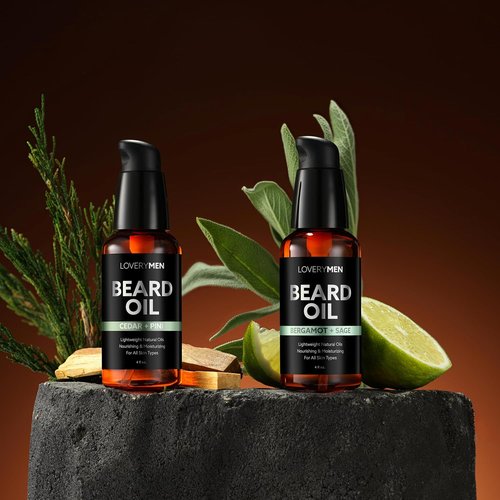 Deluxe Beard Oil for Men - Natural Grooming Kit with Argan & Jojoba Oil | Sandalwood, Tobacco Vanilla & Cedar Pine Scents