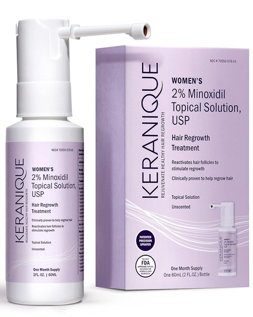 Keranique Hair Regrowth Treatment for Women - 2% Minoxidil Topical Solution for Thicker Hair - 2 Fl Oz