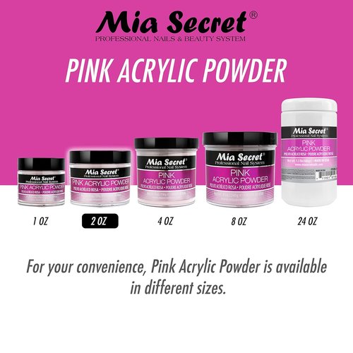Mia Secret Pink Acrylic Powder - Professional Nail System for Stunning Manicures | 2 OZ