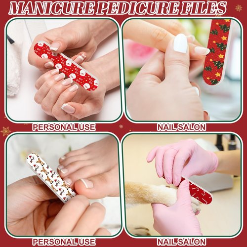 50 Pack Christmas Mini Nail Files Gifts Bulk Holiday Mini Emery Boards Double-Sided Christmas Party Nail Files Favors Bulk Stocking Stuffers for Employee Appreciation Teacher Staff Coworkers (Classic)