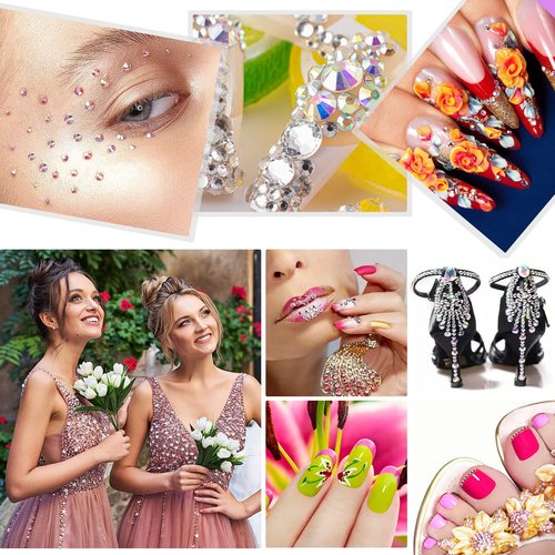 AUREHEN 10000PCs 2-6MM Champagne Resin Flat Back Rhinestones, Round Non Hotfix Resin Rhinestones Nail Gems Stones with Tweezer & Picker Pen for Tumblers Nail Art & DIY Decoration