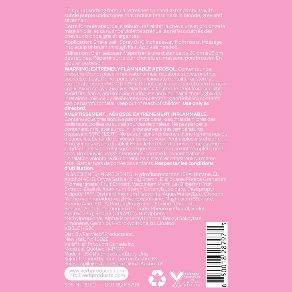 VERB Dry Shampoo Light - Refreshing Spray to Absorb Oils & Extend Styles - Vegan, Paraben-Free for Light Tones