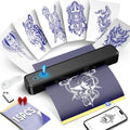 Tattoo Stencil Printer Machine Bluetooth, Portable Thermal Temporary Tattoo Printer with 15pcs Transfer Paper, Compatible with Phone/Tablet/PC, Tattoo Supplies Assist Kit for Beginners (Black)