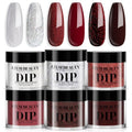 AZUREBEAUTY Dip Powder Set - 6 Burgundy Red Colors for DIY Nail Art | No Lamp Needed, Perfect Gift for Women