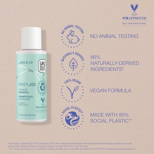 Joico InnerJoi Hydrate Shampoo - Sulfate & Paraben Free | Vegan Formula for Dry Hair & Scalp