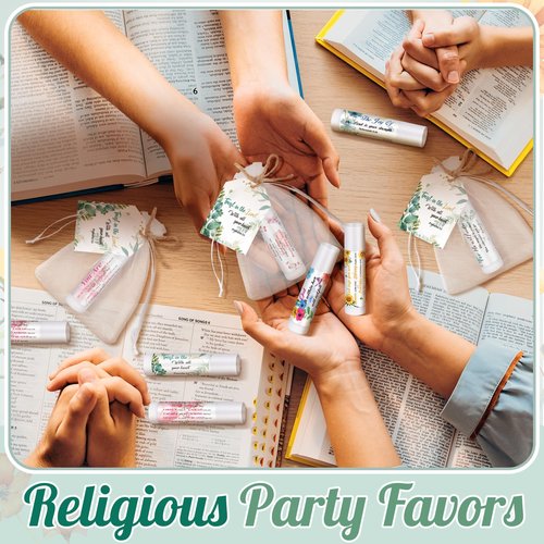 Sacubee 100 Set Christian Religious Gift Bulk for Women Mom Christian Lip Balm Bulk Church Party Favor Bible Verse Lip Balm with Scripture Inspirational Gift for Mother's Day Coworker Staff Employee