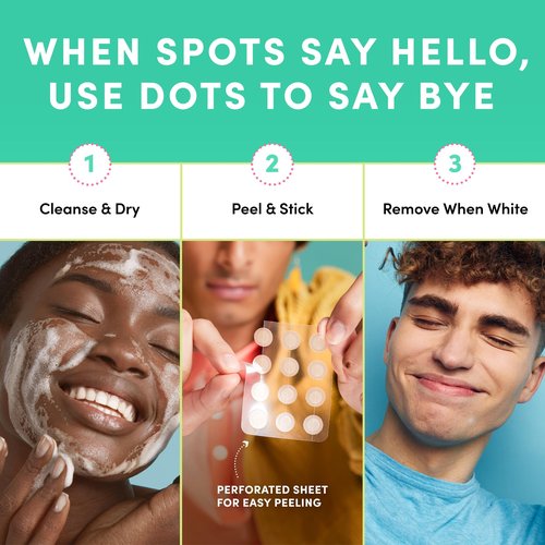 Dots for Spots Pimple Patches For Face - Stocking Stuffers For Teens - Fast Acting, Translucent Hydrocolloid Zit Patches that Unclog Pores Korean Skin Care - Vegan, Cruelty Free - (60 count)