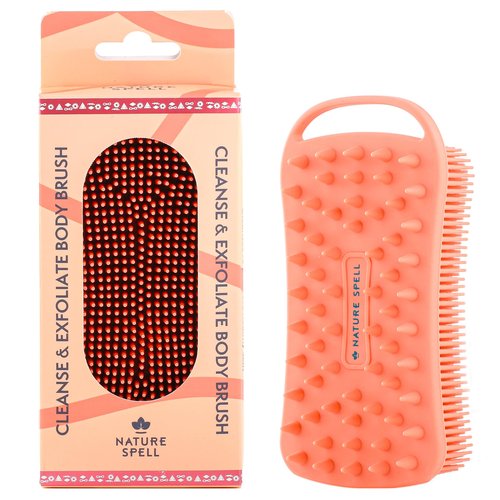 Nature Spell Silicone Body Scrubber, Dual-Sided Exfoliator & Cleansing Brush, Waterproof