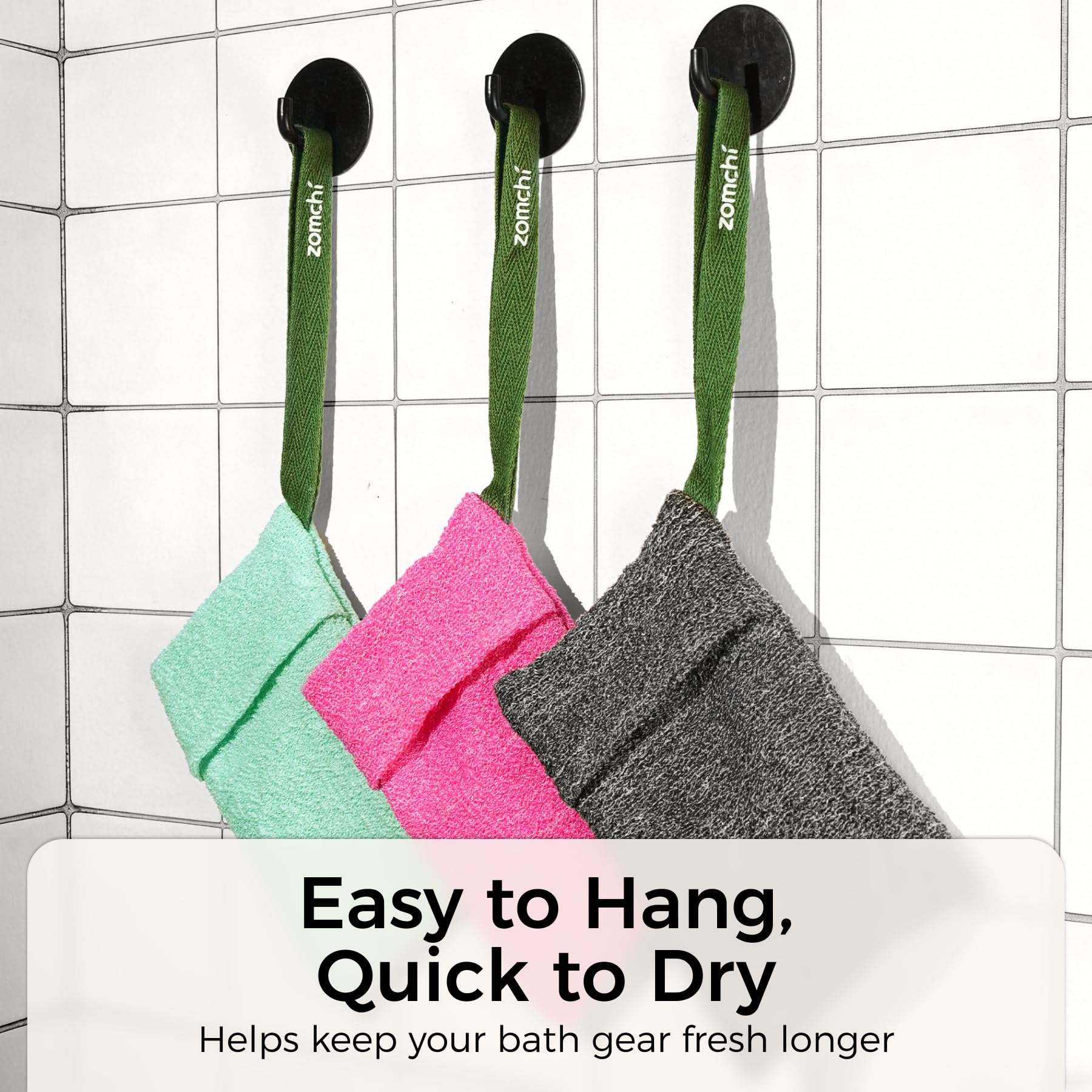 ZOMCHI 3 Pack Exfoliating Soap Bag, Body Scrubber Sponge, Soap Savers for Bar Soap, Soap Bar Pouch for Deep Exfoliation