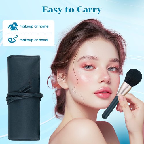 DEFSAP Cosmetic Makeup Brushes Set, Professional Make up Set, Premium Brush Kit tools, Soft Synthetic Hair for Face, Cheek, & Eye Makeup, with Leather Pouch (Dark Green,7 Pcs)