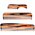Kent Set Men's Hair Pocket Combs, Tortoise 81T X-Small, FOT All Fine Tooth, R7t Double Toothed Fine and Coarse. Best Hair, Beard and Mustache Grooming Kit for Travel and Home Care, Handmade in England