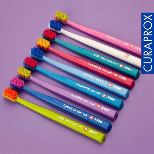 Curaprox CS 5460 Ultra-Soft Toothbrush – Adult Tooth and Gum Care | Super Soft Curen® Bristles for Gentle Cleaning | Blue-Purple, Single Pack