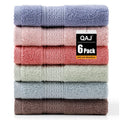 QAJ 6 Pack 100% Cotton Washcloths Set, Highly Absorbent and Soft Feel Fingertip Towels, 13 x 13 in Quick Dry Face Cloths