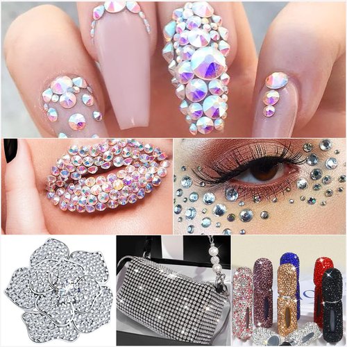 OIFEN Rhinestone Picker Tool,2 Wax Pencil for Rhinestones, Dual-Ended Rhinestone Applicator Wax Pen Gem Picker Tool with 6 Extra Wax Tips and 2 Tweezers (Pink+White)
