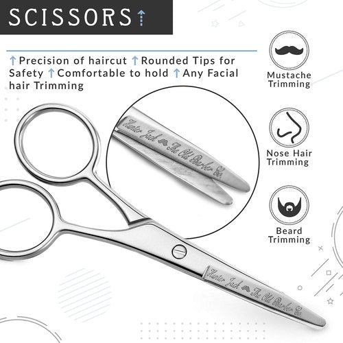 Straight Razor Kit - Complete Straight Razors for Men Kit with Beard Scissors & Metal Comb - Barber Razor for Men - 10 Extra Straight Edge Razor Blades for Shaving - Premium Polished Stainless Steel