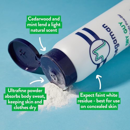 Megaman Sweat Absorbing Body Powder - Talc-Free, All Natural | Prevents Chafing & Odor | 6 oz
