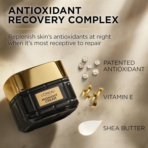 L'Oreal Paris Age Perfect Anti-Aging Midnight Cream - Hydrating Face Moisturizer for Wrinkle Reduction | 1.7oz + Serum Sample