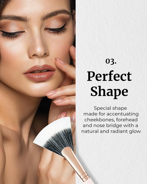 Glint Makeup Fan Brush - Professional Brush for Blush & Highlighter Makeup. Premium Soft Vegan Synthetic Makeup Brush for Precise Application and Blending.