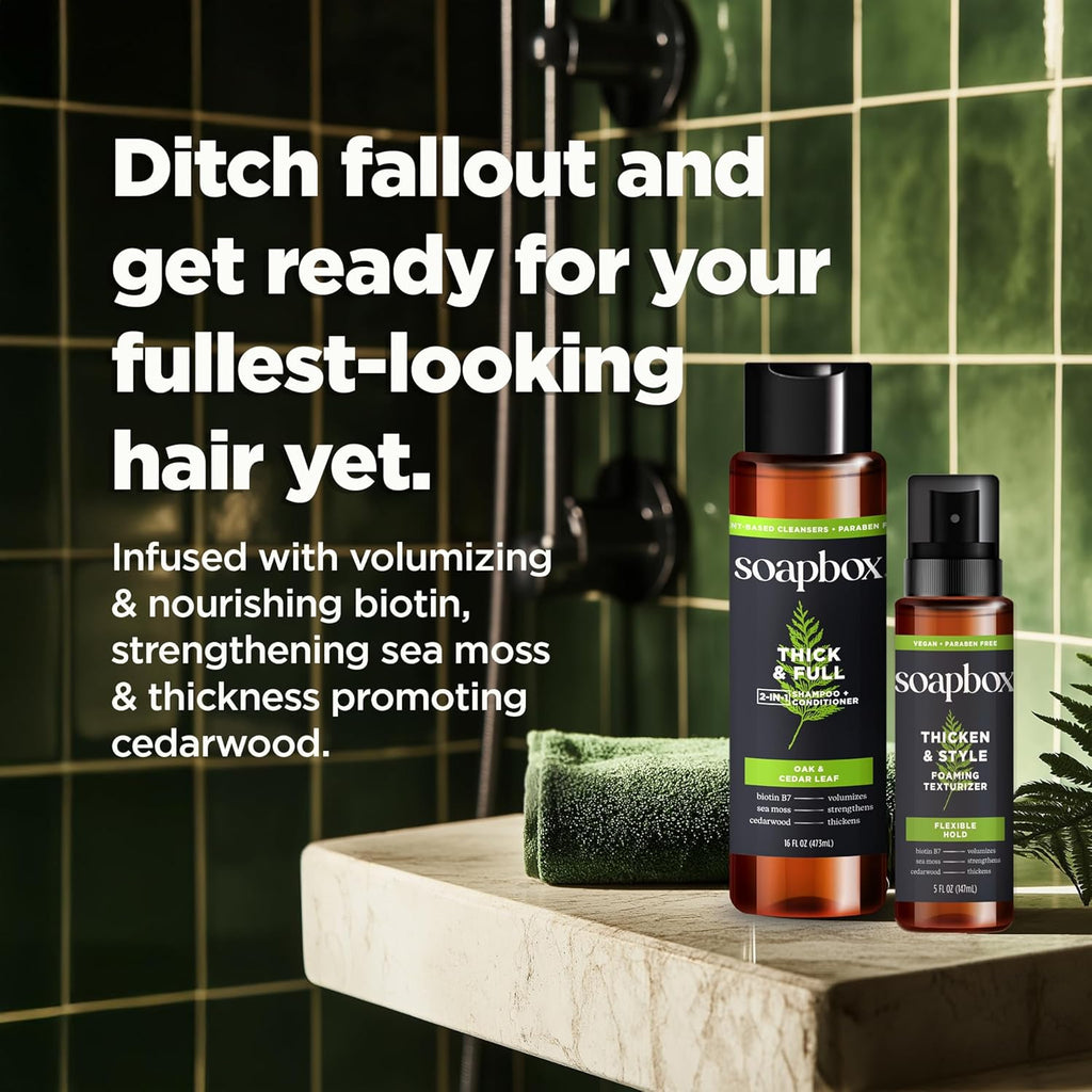 Soapbox Men's 2-in-1 Shampoo and Conditioner - Natural Oak & Cedar Leaf, 16oz