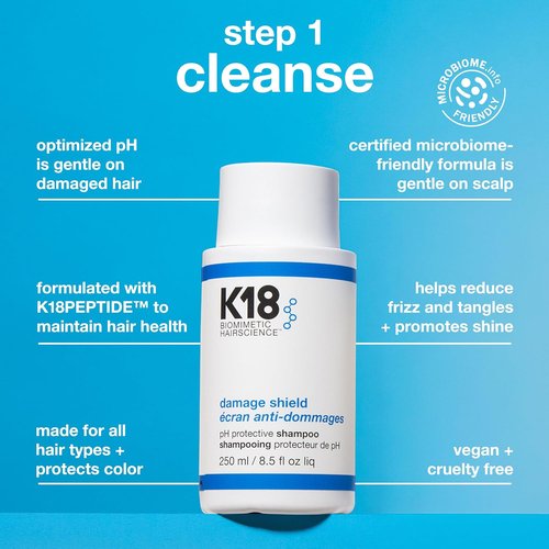 K18 Damage Shield Wash Care Set - Full-Size Color-Safe Shampoo & Conditioner | Reduces Frizz, Protects Hair Health