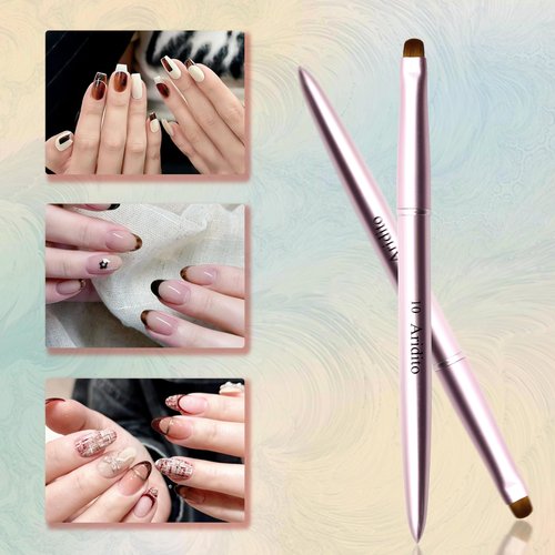 Aridito 4pcs Pink Metal French Nail Brush | Professional French Tip Brush | Nail Clean Up Brush (#10,#12,#14,#16)