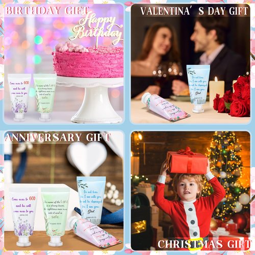 Landhoow 24 Pack Christian Hand Cream Bulk for Women Travel Hand Lotion Set Religious Bible Verse Gifts for Easter Church Prayers School Teacher Wedding Anniversary Birthday Mother's Day