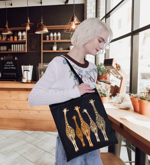 G2TUP Giraffe Tote Bag Giraffe Lovers Reusable Grocery Bag Giraffe Animal Birthday Gift (Giraffe BL TG)