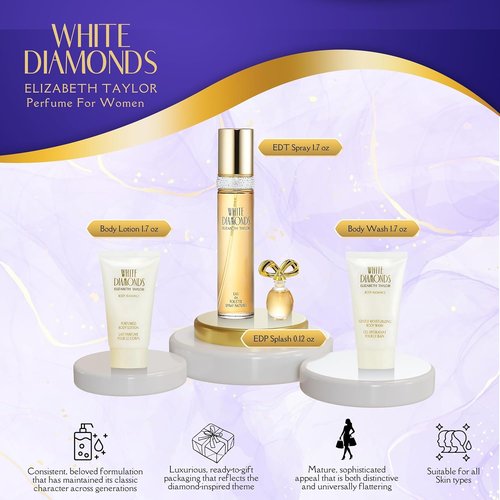 Elizabeth Taylor White Diamonds Gift Set - Luxurious Perfume, Body Lotion & Wash | Perfect for Her