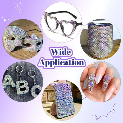 6800Pcs Hotfix Rhinestones for Clothing, Crystal AB 2-5mm Mixed Sizes Iron On Flatback Glass Gems, Bedazzling Crystals Rhinestones for Crafting Hats Shoes Fabric Decor Nail Art