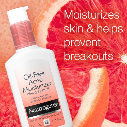 Neutrogena Oil-Free Acne Moisturizer - 0.5% Salicylic Acid Treatment | Pink Grapefruit, 4 fl. oz.
