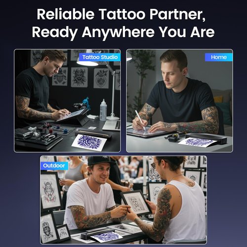 TATTMUSE A88U Tattoo Stencil Printer for Beginners, Tattoo Printer Machine with 5 Pcs Transfer Paper, Bluetooth Stencil Printer for Tattooing, Wireless Tattoo Machine Compatible with Phone, Tablet, PC