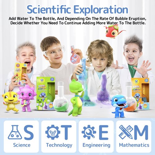 SWCANDY Bath Toys Kids Bath Bomb Potion, Easter Basket Stuffers Essentials, 6 Pack Nontoxic Bathtub Colorful Bubble Foam Scientific Soap Magical Fizzes Eruption for Ages 4-8 Boys Girls Toddlers