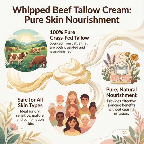 IKARIAN 100% Grass Fed Beef Tallow for Skin Care | Premium Whipped Moisturizer | Face + Body | Single Ingredient, All natural | 4 FL. oz. (Unscented)