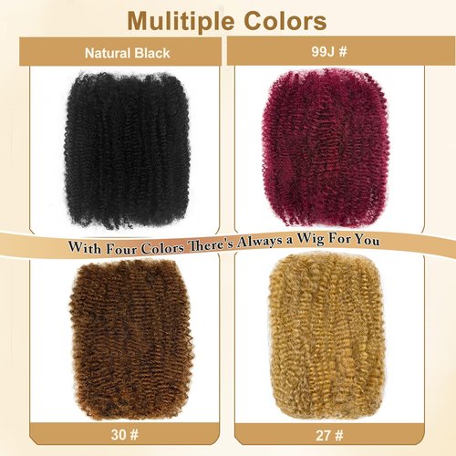 Afro Kinkys Bulk Human Hair 12 Inch Natural Black Afro Kinky-Curly Bundles for Dreadlock Extensions and Mini Twist Repair Locs Real Human Braiding Hair 1Bundle(Black, 12Inch, 40g/pack)