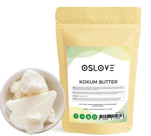 Oslove Organics Kokum Butter 2 LB Pure, Natural, Fresh, Thickener for Body Butters, Sunscreens, Soaps, Deodorants, lip balm & Lotions.