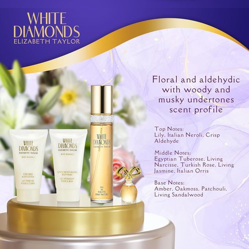 Elizabeth Taylor White Diamonds Gift Set - Luxurious Perfume, Body Lotion & Wash | Perfect for Her