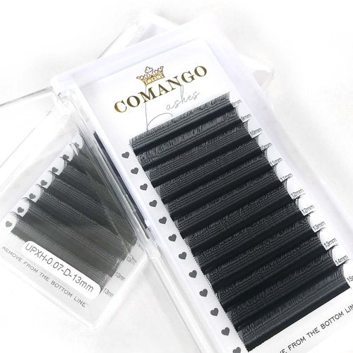 CoMango U Lash Extensions Premade Fans U Shape Eyelash Extension 2D UU Lash Fan Double Tips D Curly U Type Volume Lashes Fan 0.07mm Natural Eyelash Extensions Salon Supplies(black,UU-0.07-D-8-15mm)