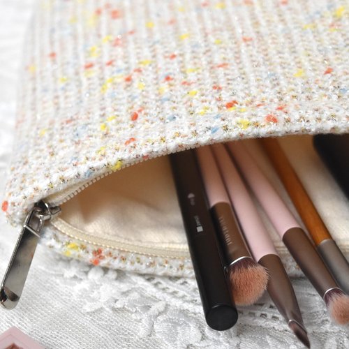 KeYaMee Makeup Bag Travel Cosmetic Bags for Purse Women Organizer Pouch Toiletry Bags with Zipper Large Capacity 039 white