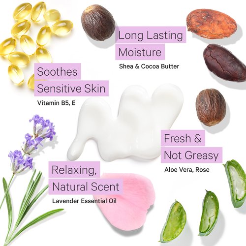 Tree to Tub Shea Butter Hand Cream for Dry Cracked Hands - Moisturizing Sensitive Skin Hand Lotion for Women & Men, Non-Greasy Vegan Hand Moisturizer w/Organic Cocoa, Aloe Vera, All Natural Lavender