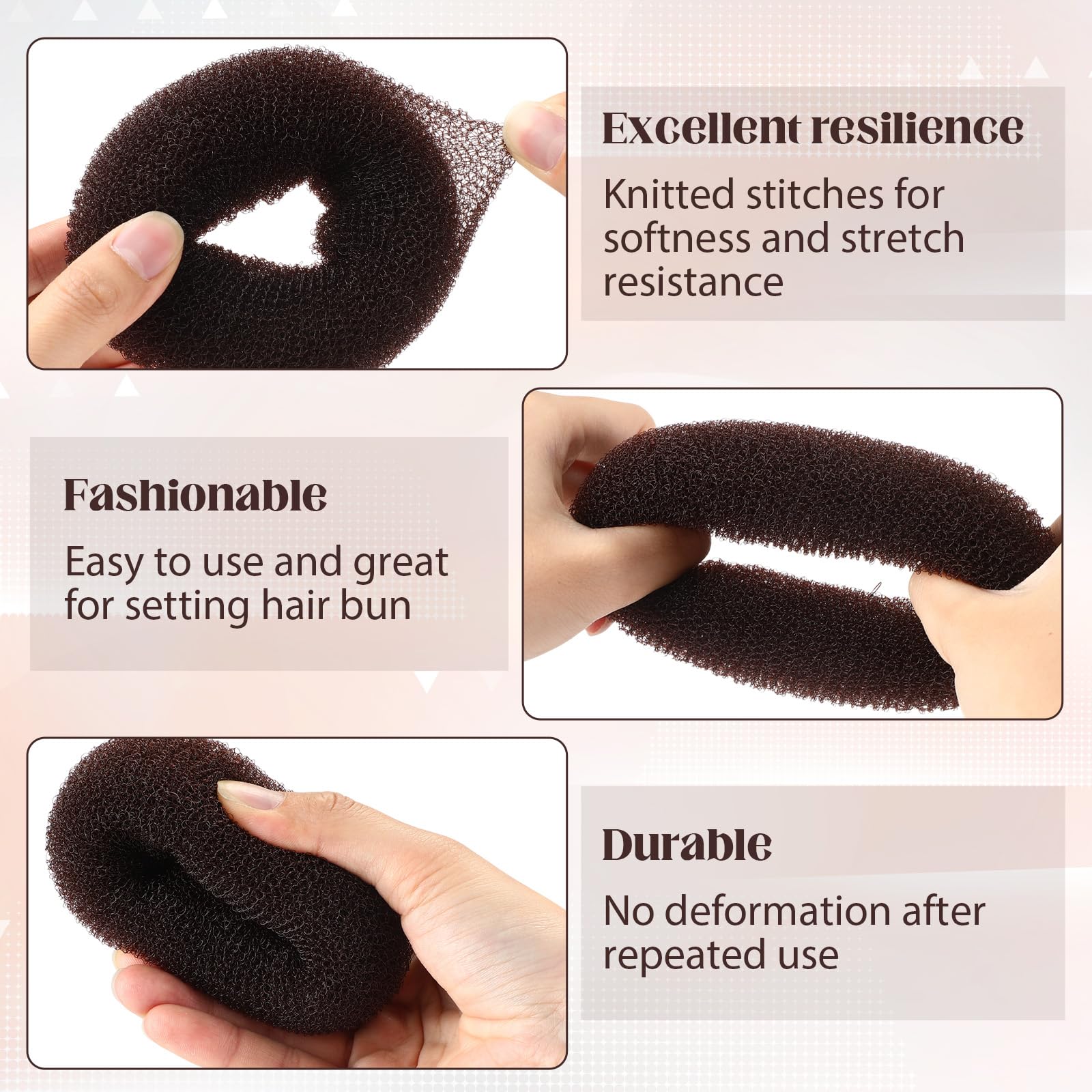XunYee 48 Pcs Hair Donut Maker, Brown Large Hair Bun Rings for Ballet Style, Bulk Doughnut Shaper for Women and Girls(3.5 Inch)