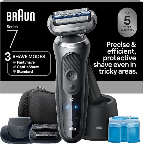 Braun Electric Shaver - Series 7 7185cc | Waterproof Wet & Dry Shaving Kit with Beard Trimmer, 60 Min Runtime