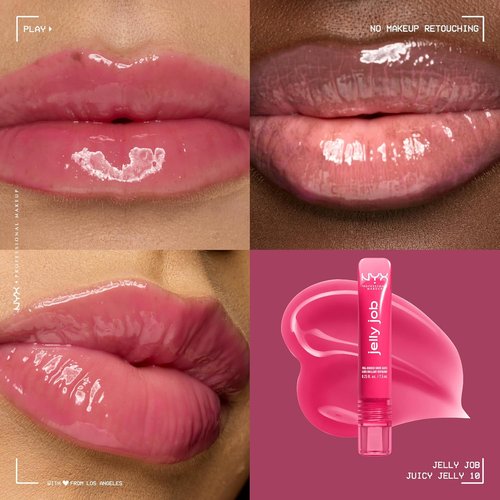 NYX PROFESSIONAL MAKEUP Jelly Job Lip Gloss - Full-Bodied, Smoothing Shine in Juicy Jelly (Bright Pink)