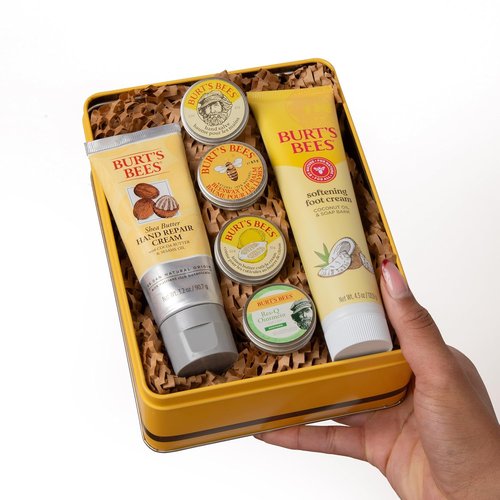 Burt's Bees Classics Gift Set - 6 Essential Products in Giftable Tin | Cuticle Cream, Hand Salve & More