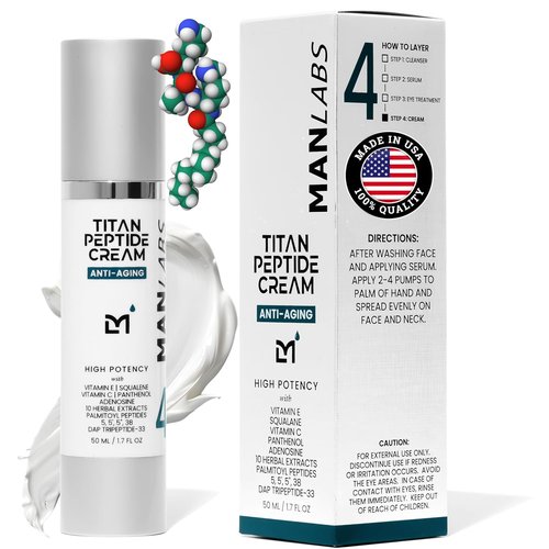 Man Labs Titan Peptide Anti-Aging Face Cream | Revitalize & Firm Men's Skin – Unscented, All Skin Types