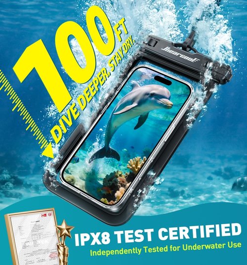 Hiearcool Waterproof Phone Pouch - IPX8 Waterproof Case for iPhone 17/16/15/14 Pro Max | Touch Screen & Lanyard Included, 2 Pack (Fits Up to 8.9”)