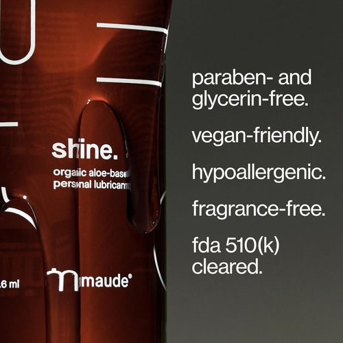 Maude Shine Aloe - Organic Aloe Water-Based Personal Lubricant - Hydrating, Non-Sticky, Vegan | 4 fl oz