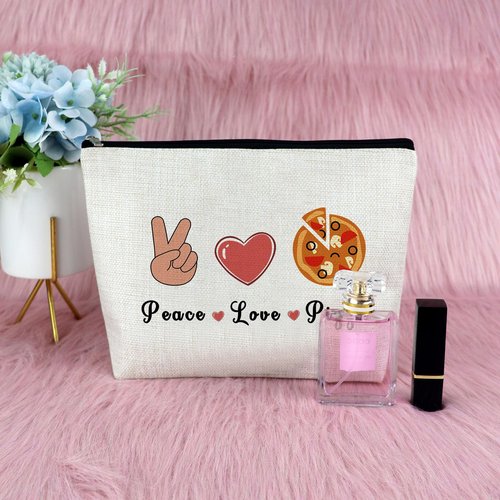 Fun Pizza Themed Cosmetic Bag - Pizza Lover Gift for Women & Foodies - Travel Toiletry Bag & Storage Pouch
